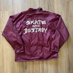Thrasher Magazine Windbreaker Jacket Y2K Size M Maroon Snap Skate and Destroy